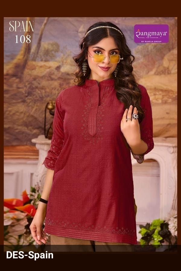 Spain By Rangmaya Vertican Short Tunic Ladies Top